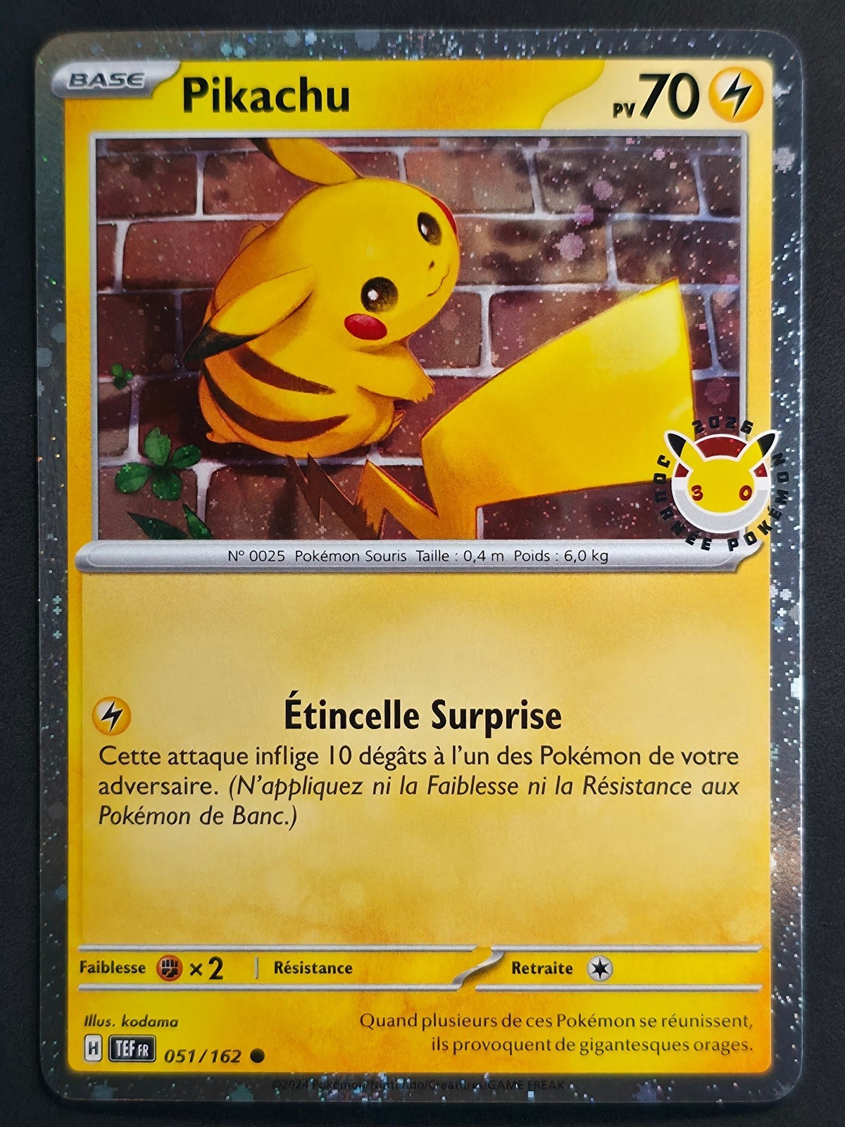 Pikachu - 051/162 - Écarlate et Violet - Forces Temporelles - 30 ans